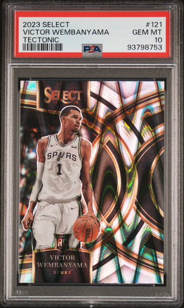 2023 PANINI SELECT VICTOR WEMBANYAMA PREMIER TECTONIC #121 RC ROOKIE PSA 10