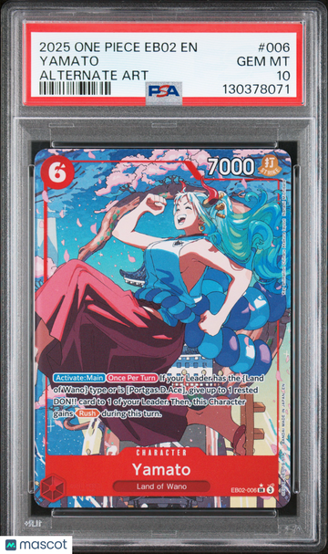 2025 One Piece Eb02-Extra Booster -Anime 25th Collection- Yamato Alternate Art PSA 10 #006