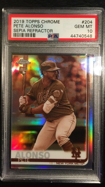 PETE ALONSO 2019 TOPPS CHROME SEPIA REFRACTOR ROOKIE PSA 10 METS