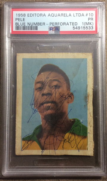 1958 Editora Aquarela #10 Pele Rookie RC Blue Number PSA 1 Poor (mark)