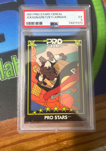 1991 Pro Stars Cereal Bo Jackson/Wayne Gretzky/Michael Jordan PSA 5 Pop 1!!