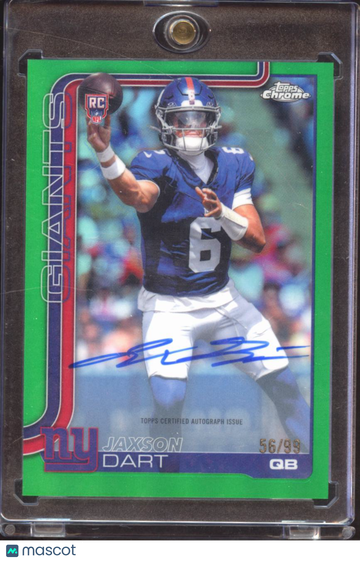 Jaxson Dart 2025 Topps Chrome RC Auto Green /99 New York Giants