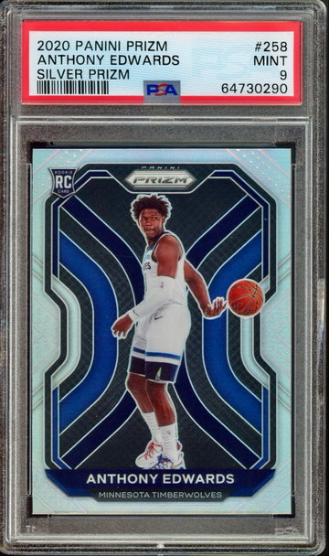 2020 PRIZM ANTHONY EDWARDS  SILVER RC PRIZM #258 PSA 9
