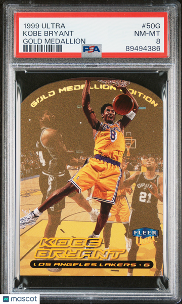 1999-00 Ultra Kobe Bryant #50G Gold Medallion Short Print Parallel/Variety PSA 8