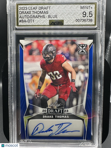 2023 Leaf Draft Drake Thomas #BA-DT1 Blue RC AGS 9.5