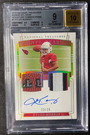 2019 National Treasures NFL Gear Kyler Murray RC Ball Patch /25 BGS 9 w/ 10 AUTO