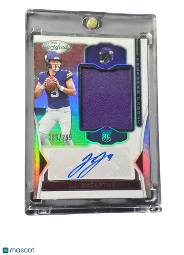 2024 Panini Certified Freshman Fabric J.J. McCarthy #FMS-JMY /299 Patch RC