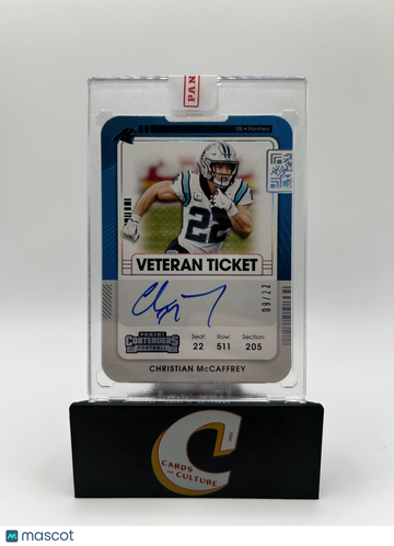 2021 Panini Contenders Football Veteran Ticket Christian McCaffrey #VT-CMC Blue /22
