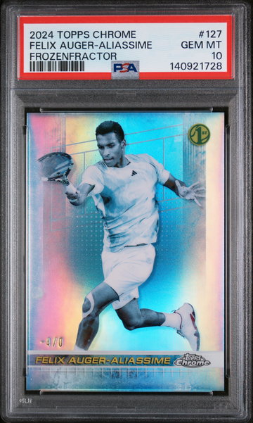 2024 TOPPS CHROME TENNIS FELIX AUGER-ALIASSIME #/4 FROZENFRACTOR #127 RC PSA 10