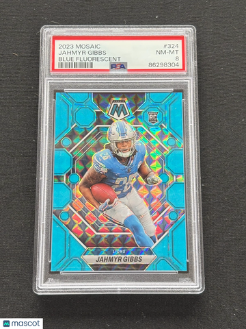 2023 Panini Mosaic Jahmyr Gibbs #324 Blue Mosaic Rookie PSA 8