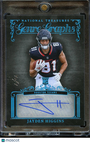 Jayden Higgins 2026 Panini National Treasures Genre Graphs RC Auto Houston Texans
