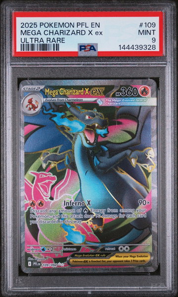 2025 Pokemon Mega Evolution Phantasmal Flames Ultra Rare Mega Charizard X Ex #109 PSA 9