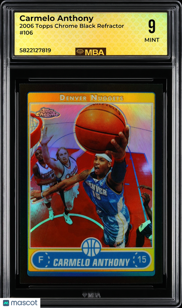 2006 Topps Chrome Carmelo Anthony #106 Black Refractor MBA 9