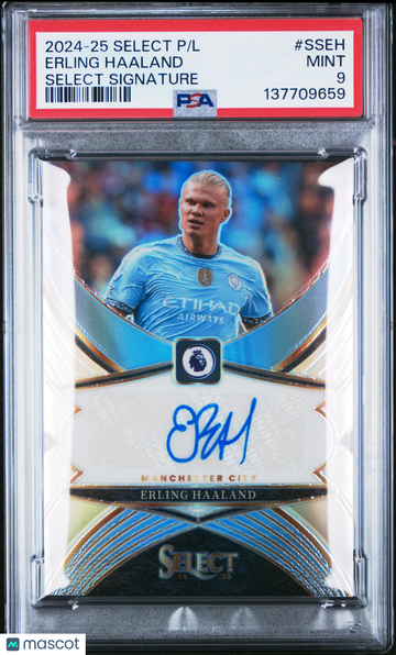 2024-25 Panini Select Premier League Select Signatures Erling Haaland #SSEH PSA 9