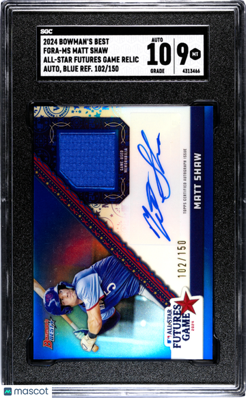 2024 Bowman's Best Matt Shaw #FGRA-MS All Star Futures Game Relic Autograph Blue Refractor SGC 9 Auto 10