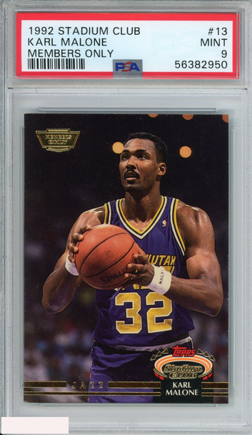 1992 STADIUM CLUB KARL MALONE #13 MEMBERS ONLY UTAH JAZZ HOF PSA 9 MINT