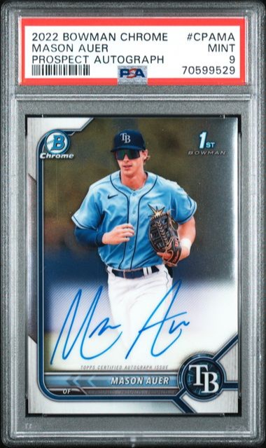 PSA 9 2020 Bowman Chrome Autographs Mason Auer
