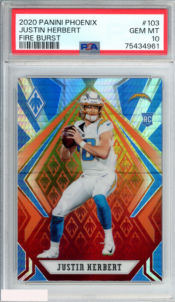 2020 PANINI PHOENIX JUSTIN HERBERT #103 FIRE BURST ROOKIE RC PSA 10 GEM MT