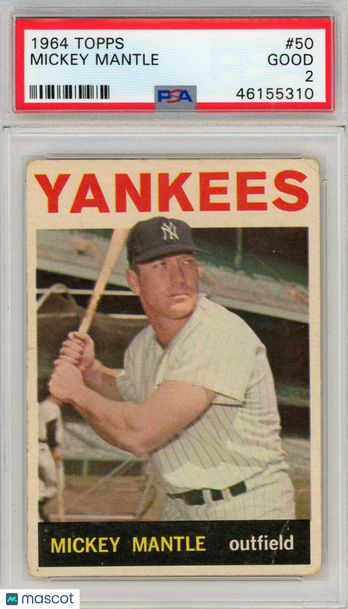 1964 Topps Mickey Mantle #50 PSA 2