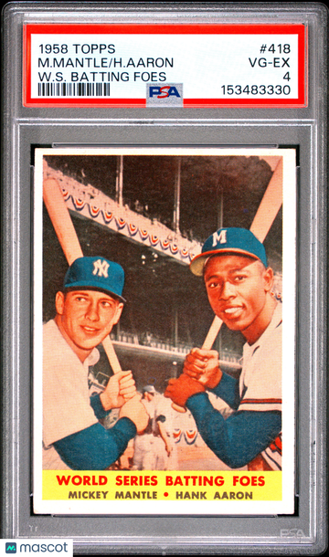 1958 Topps M. Mantle H. Aaron #418 W. S. Batting Foes PSA 4