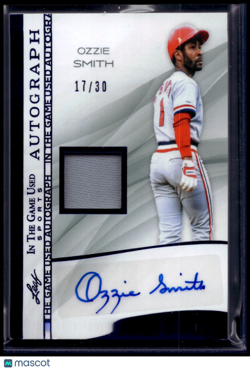 2025 Leaf In The Game Used Sports Ozzie Smith #IGA-OS1 /30 Game-Used Memorabilia