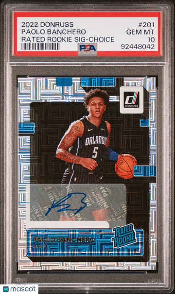 2022 Panini Donruss Paolo Banchero #201 Rated Rookie SIG Choice PSA 10
