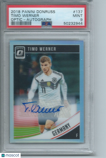 2018 Panini Donruss Timo Werner #137 Optic Autograph PSA 9