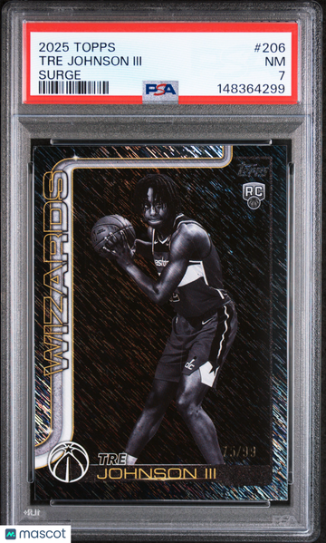 2025 Topps Tre Johnson III #206 Surge /99 Short Print Rookie PSA 7
