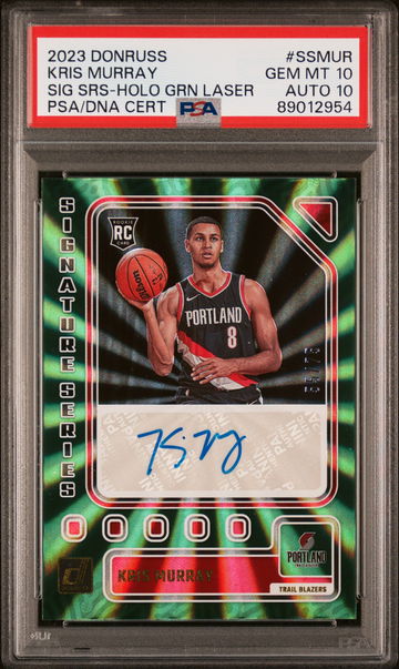 2023 PANINI DONRUSS KRIS MURRAY SIGNATURES HOLO GREEN LASER #SSMUR PSA 10