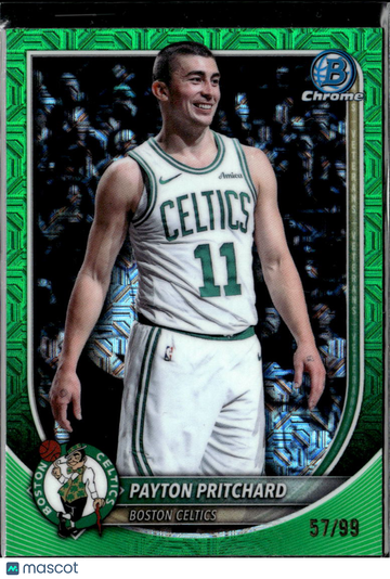 Payton Pritchard 2025 Bowman Chrome University. Green Mojo Refractor /5 Boston Celtics