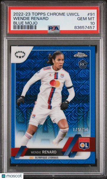 2022-23 Topps Chrome UEFA Women'S Champions League Wendie Renard #91 Blue Mojo PSA 10