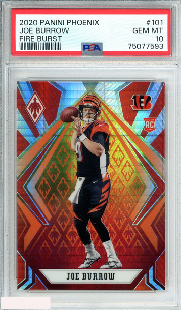 2020 PANINI PHOENIX JOE BURROW #101 FIRE BURST ROOKIE RC PSA 10 GEM MT