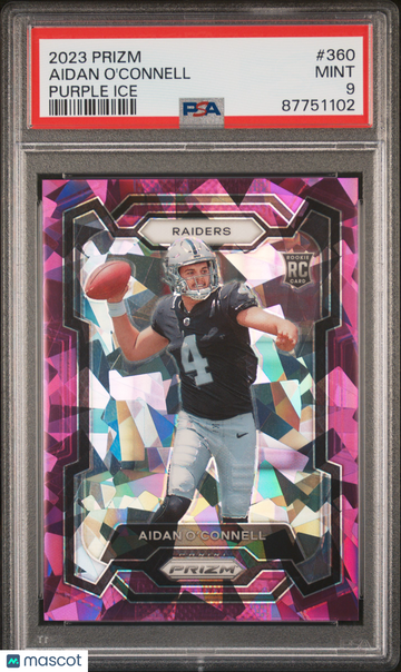 2023 Panini Prizm Aidan O'connell #360 Purple Ice PSA 9