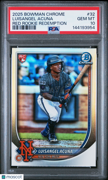 2025 Bowman Chrome Luisangel Acuna #32 Red Rookie Redemption PSA 10