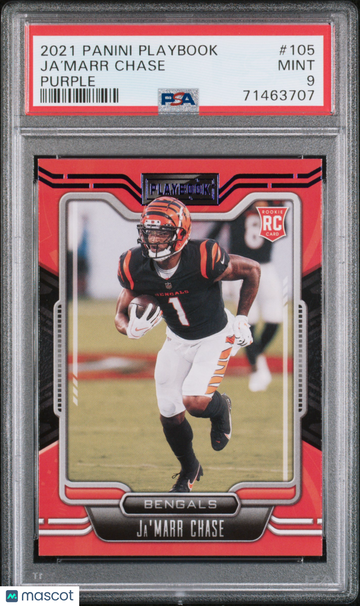 2021 Panini Playbook Ja’Marr Chase #105 Purple PSA 9