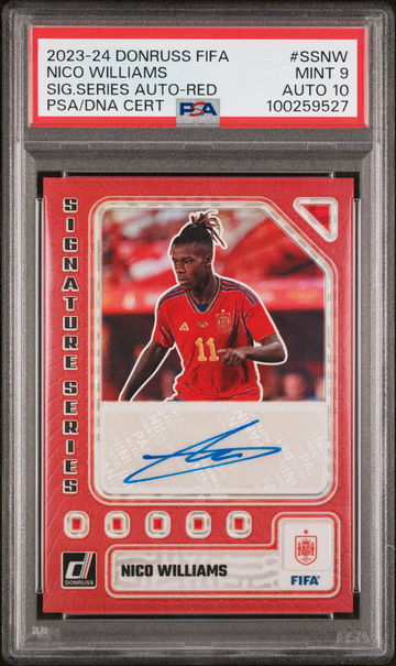 2023-24 DONRUSS FIFA SIGNATURES NICO WILLIAMS RED #SSNW PSA 9 / AUTO PSA 10