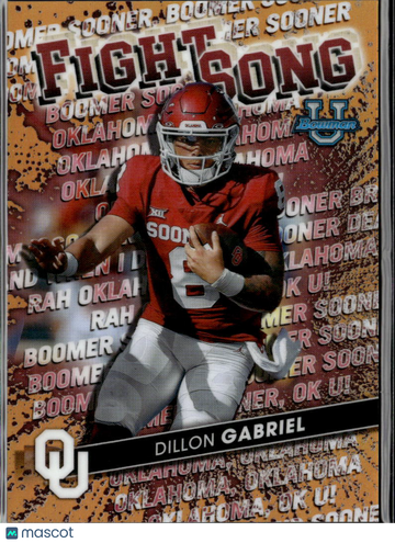 Dillon Gabriel 2022 Bowman University Fight Song Orange Refractor /25 Oklahoma Sooners