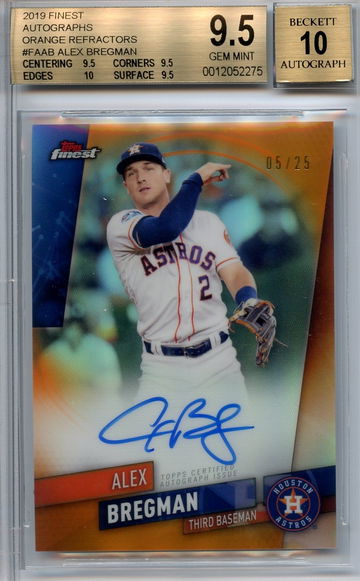 2019 Topps Finest Auto Orange Refractor #FA-AB Alex Bregman BGS 9.5/10 TRUE GEM PLUS POP 1