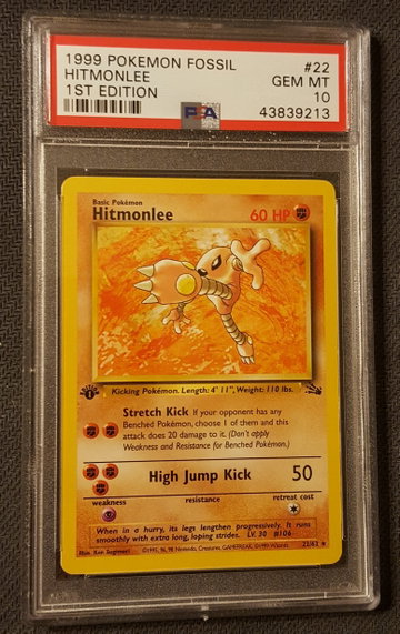 Pokemon Fossil 1st Edition Hitmonlee PSA 10