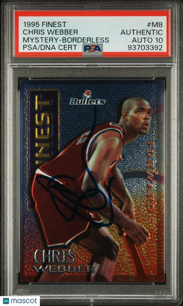 1995 Finest Mystery Chris Webber #M8 Mystery Borderless PSA A Auto 10