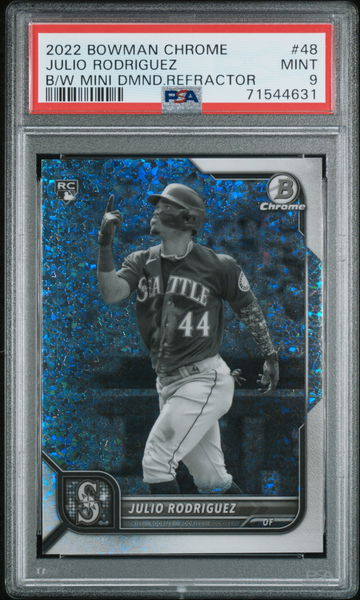 2022 Bowman Chrome Julio Rodriguez B/W Mini Diamonds /299 RC PSA 9 Mint