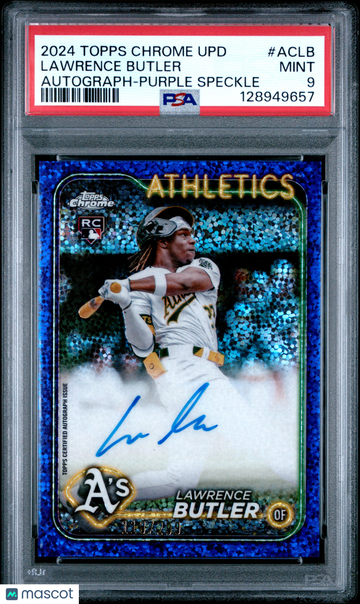 2024 Topps Chrome Update Chrome Baseball Update Series Autographs Lawrence Butler #ACLB Purple Speckle PSA 9