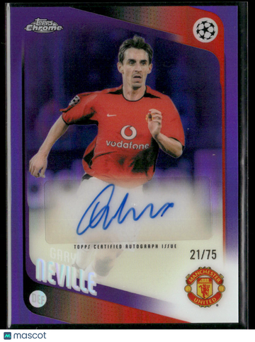 1997 2026 Topps Chrome UEFA Gary Neville #CLA-GN Purple Refractor /75 Legend Auto Topps