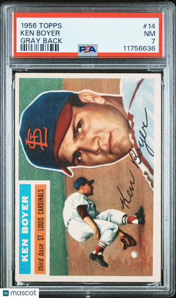 1956 Topps Ken Boyer #14 Gray Back PSA 7