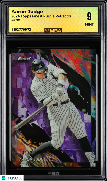 2024 Topps Finest Aaron Judge #200 Purple Refractor /200 MBA 9