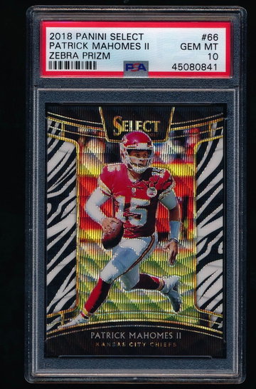 Patrick Mahomes 2018 Select Zebra Case Hit SSP PSA 10