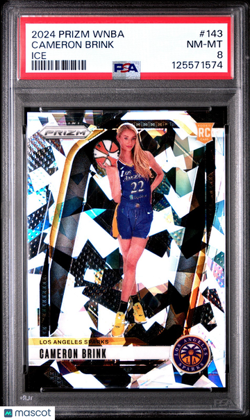 2024 Panini Prizm Wnba Cameron Brink #143 Ice Parallel/Variety Rookie PSA 8 Los Angeles Sparks