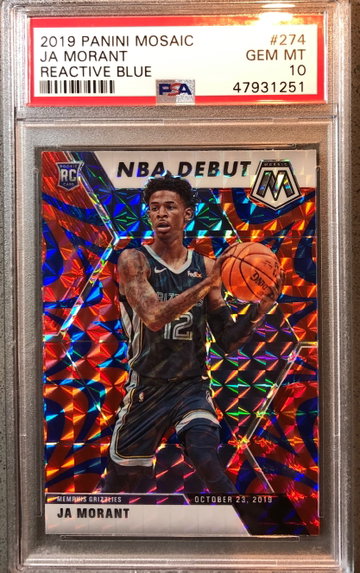 2019-20 Panini Mosaic JA Morant Blue Reactive Debut PSA 10