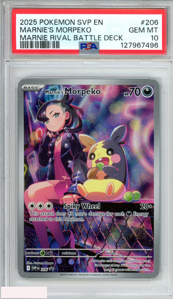 2025 POKEMON SV BLACK STAR PROMO MARNIES MORPEKO #206 RIVAL BATTLE DECK PSA 10
