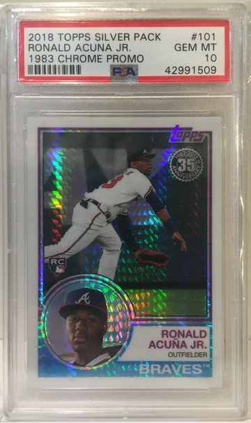 2018 Topps Silver Pack Ronald Acuna Jr 1983 Chrome Promo Rookie RC PSA 10